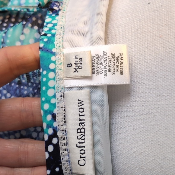 TUMMY SLIMMER Croft and Barrow Tankini Top in Blue and White SZ 8 - Picture 13 of 16